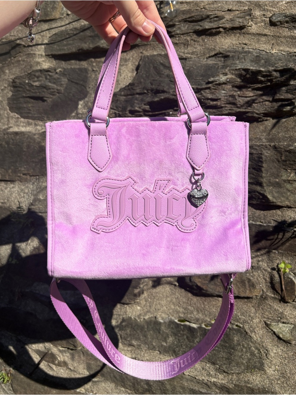 Juicy Couture Purple Tote with Heart Charm